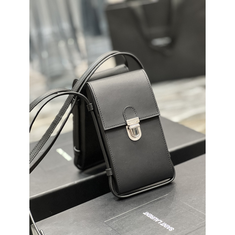 Saint Laurent Leather Phone Bag 17*15*7cm Black