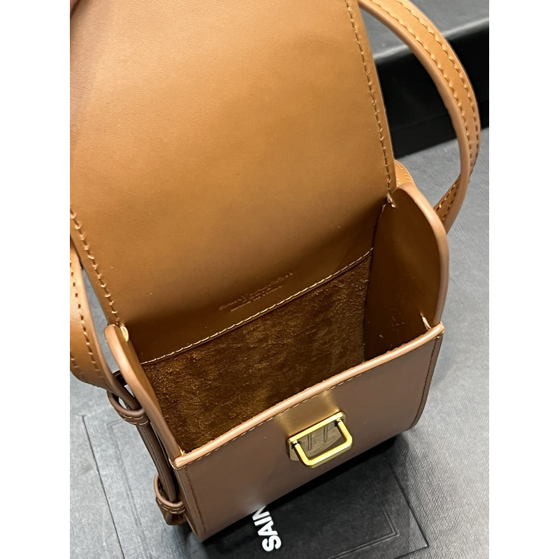 Saint Laurent Leather Phone Bag Brown P00579106