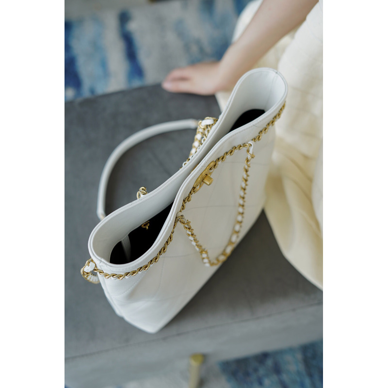 Ch*el tote small handbag white as2374 b05539