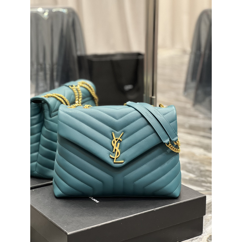 Saint Laurent Loulou Shoulder Bag Aqua Blue