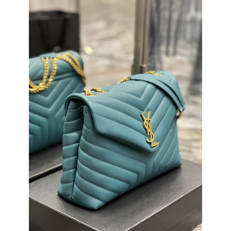 Saint Laurent Loulou Shoulder Bag Aqua Blue