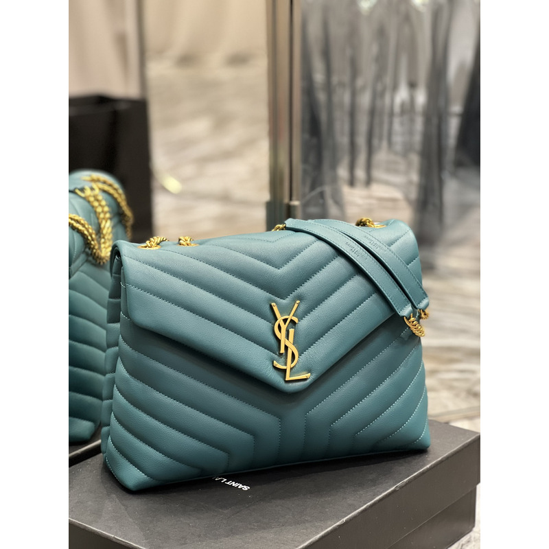 Saint Laurent Loulou Shoulder Bag Aqua Blue