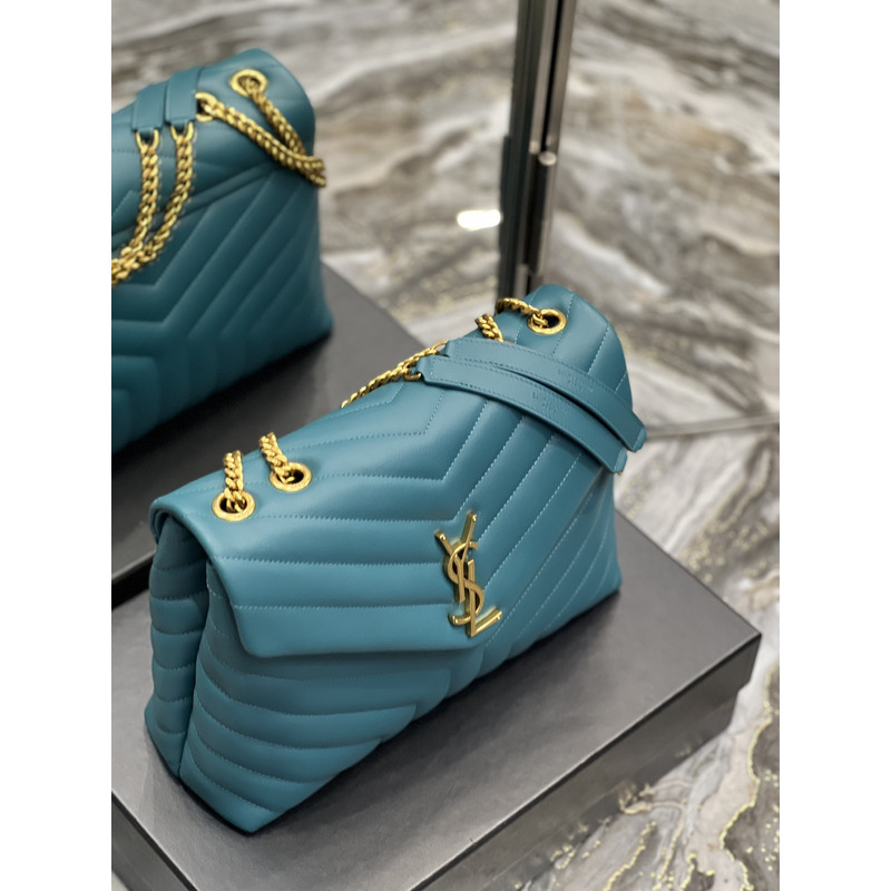 Saint Laurent Loulou Shoulder Bag Aqua Blue