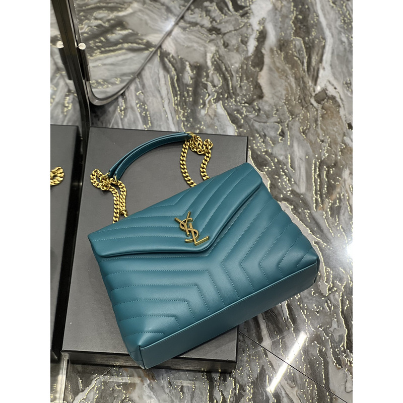 Saint Laurent Loulou Shoulder Bag Aqua Blue