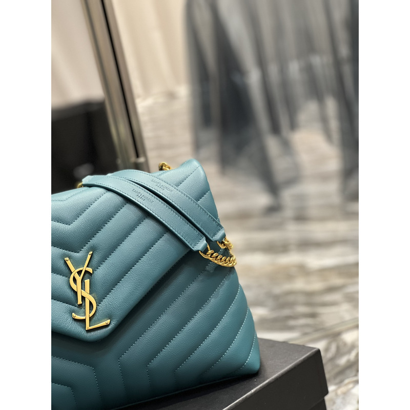 Saint Laurent Loulou Shoulder Bag Aqua Blue