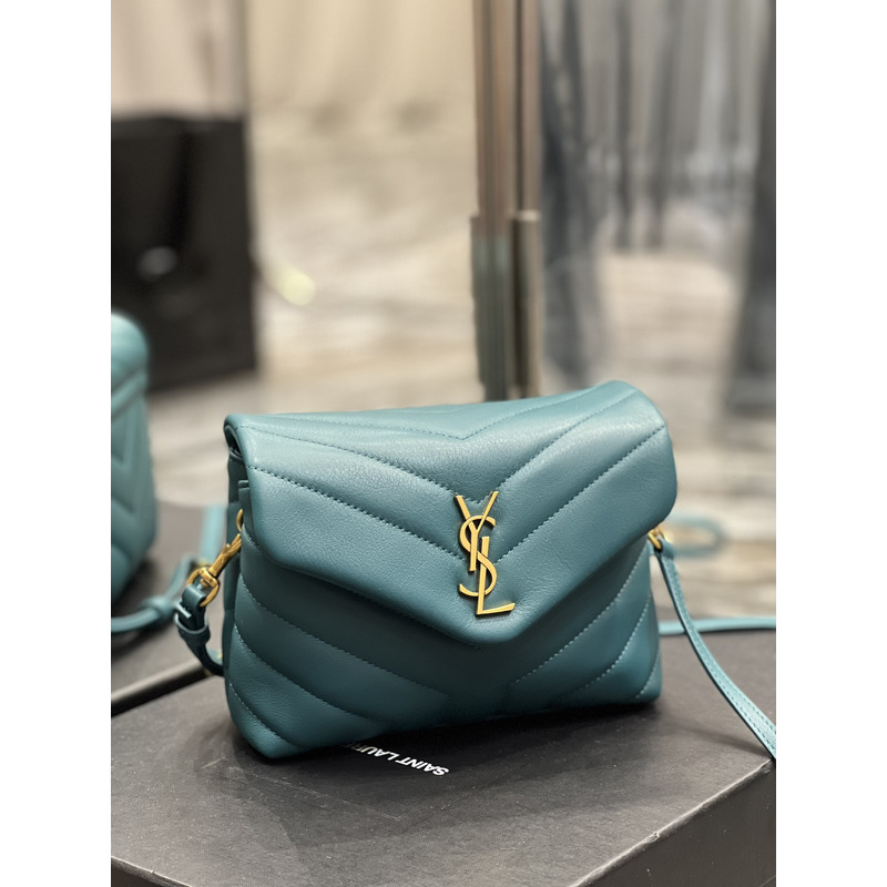 Saint Laurent Gold Buckle Small One Shoulder Crossbody Bag 20×14×7cm Pine Green