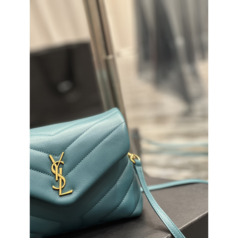 Saint Laurent Gold Buckle Small One Shoulder Crossbody Bag 20×14×7cm Pine Green