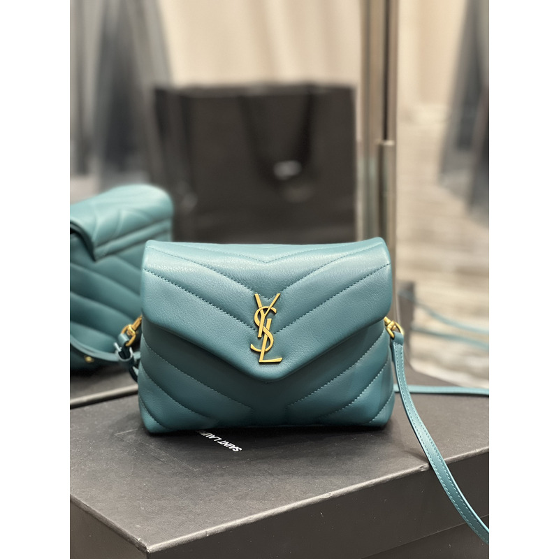 Saint Laurent Gold Buckle Small One Shoulder Crossbody Bag 20×14×7cm Pine Green