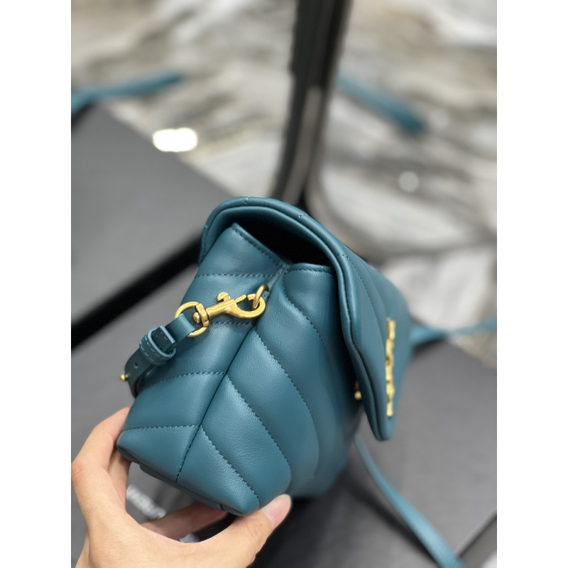 Saint Laurent Gold Buckle Small One Shoulder Crossbody Bag 20×14×7cm Pine Green