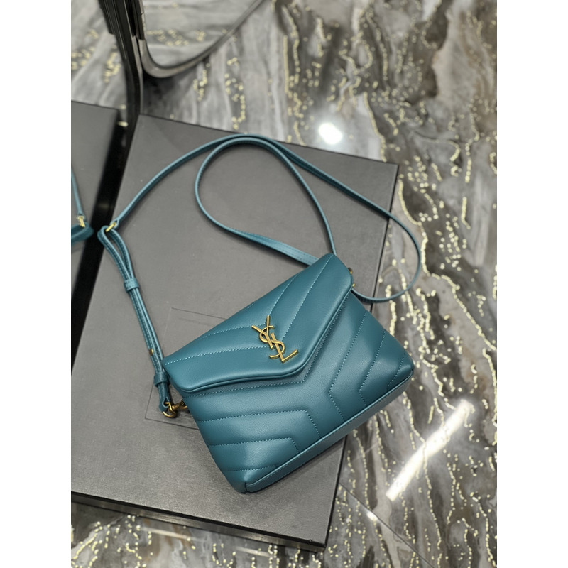 Saint Laurent Gold Buckle Small One Shoulder Crossbody Bag 20×14×7cm Pine Green