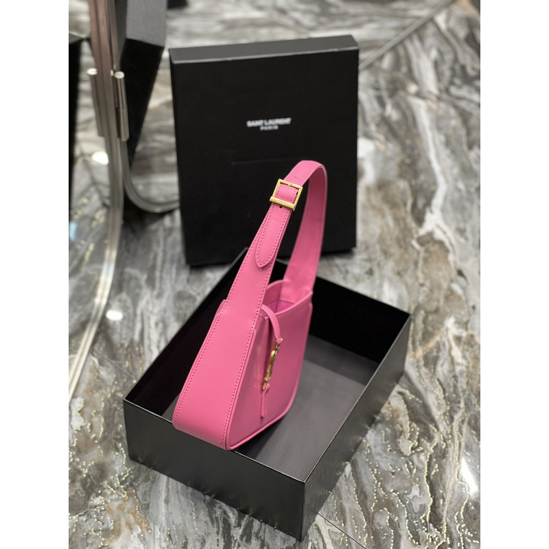 Saint Laurent Leather Shoulder Bag Rose Red 25X14X6cm