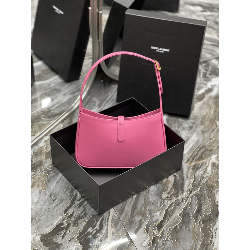 Saint Laurent Leather Shoulder Bag Rose Red 25X14X6cm