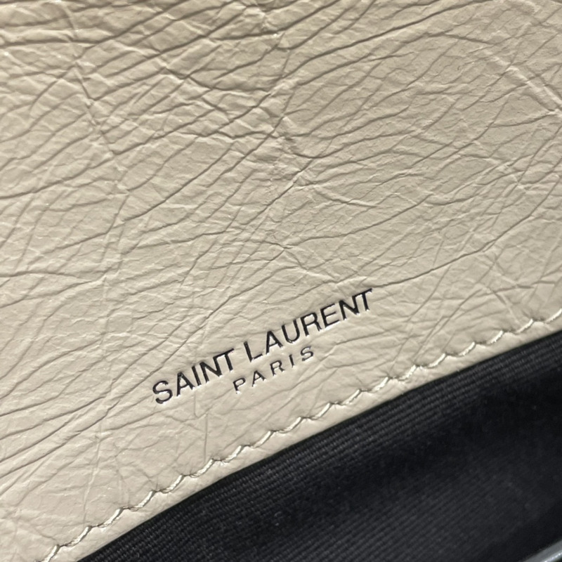 Saint Laurent Niki Baby Crocodile Print Shoulder Bag Beige Mini