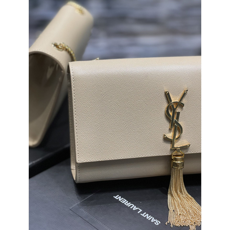 Saint Laurent Kate Shoulder Bag Beige