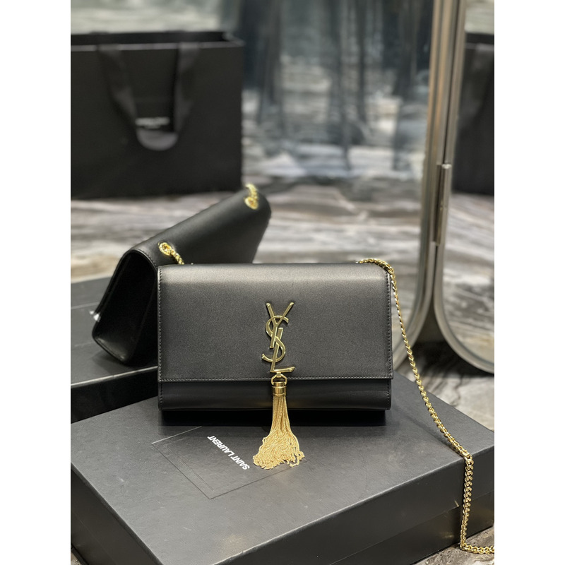 Saint Laurent Kate Shoulder Bag Black and Gold