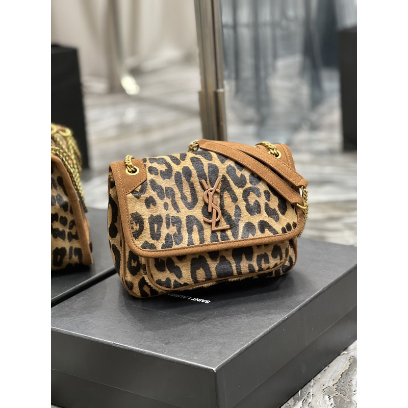 Saint Laurent Niki Leopard Print Shoulder Bag 22×16.5×12cm