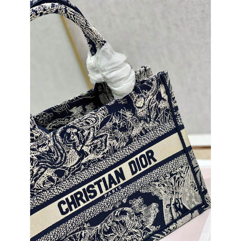 D*or book tote printed embroidery handbag blue s