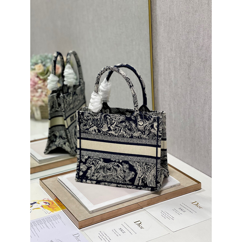 D*or book tote printed embroidery handbag blue s