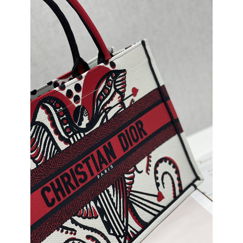 D*or ladies shopping bag graffiti tote bag 36×28 cm red and white