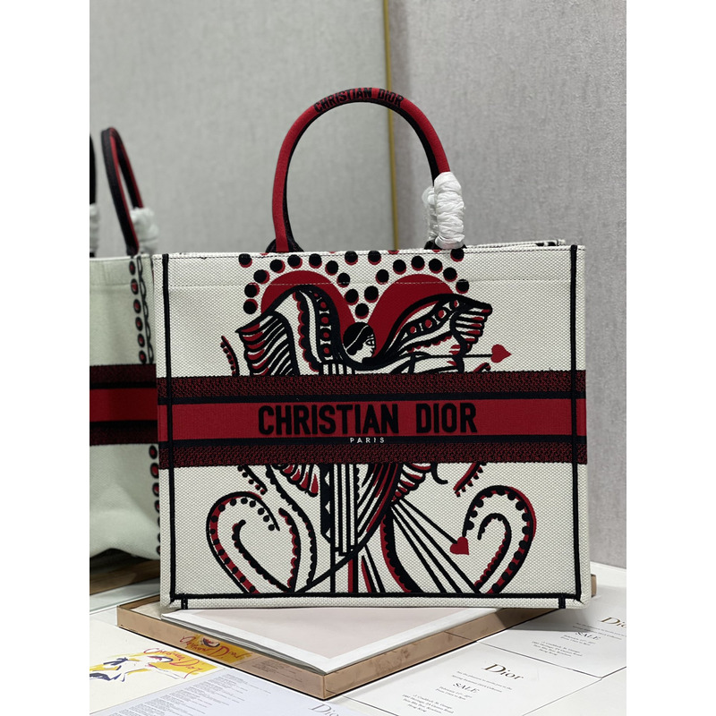 D*or ladies shopping bag graffiti tote bag 41*32cm red and white