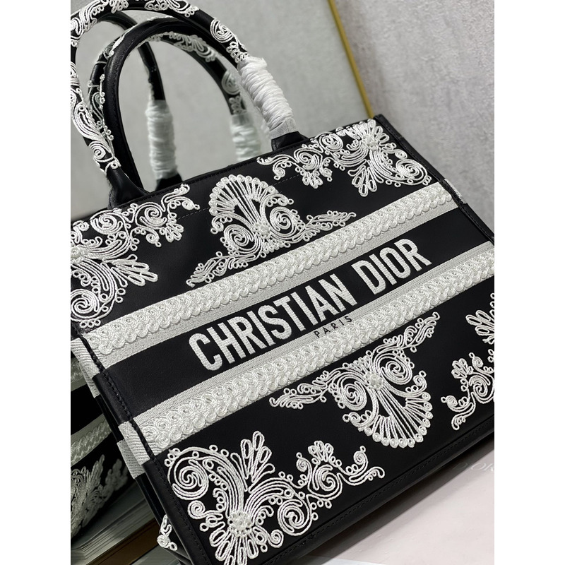 D*or book tote printed embroidery handbag dark