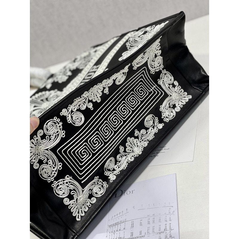 D*or book tote printed embroidery handbag dark l