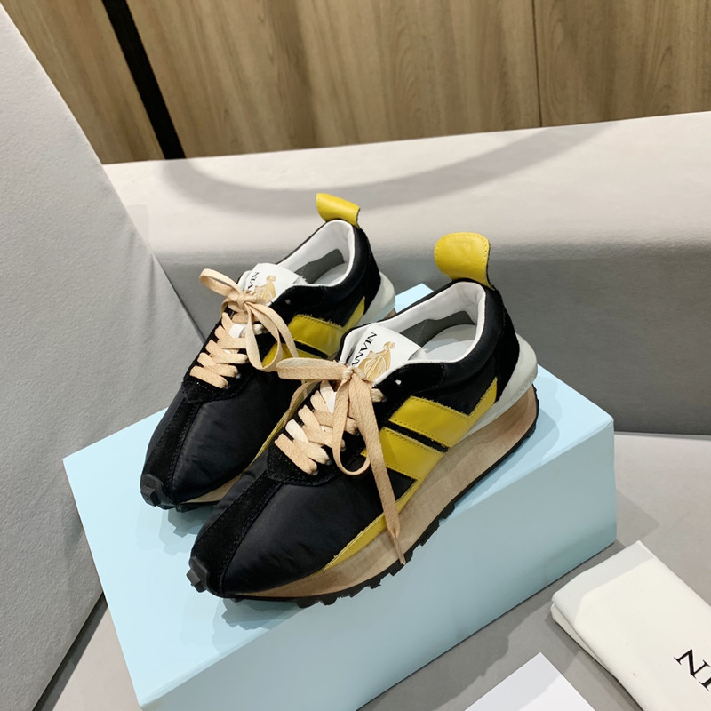 LANVIN Bumper Yellow Striped Sneakers on Black