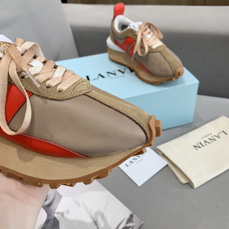 LANVIN Bumper Red Striped Sneakers on Brown