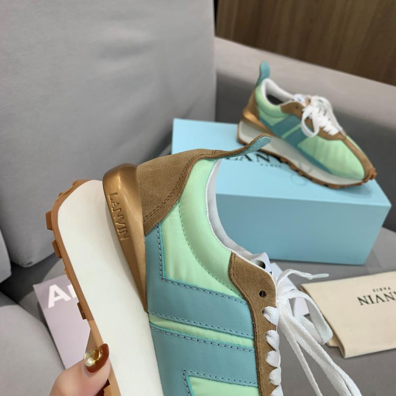 LANVIN Bumper Blue Striped Sneakers on Green