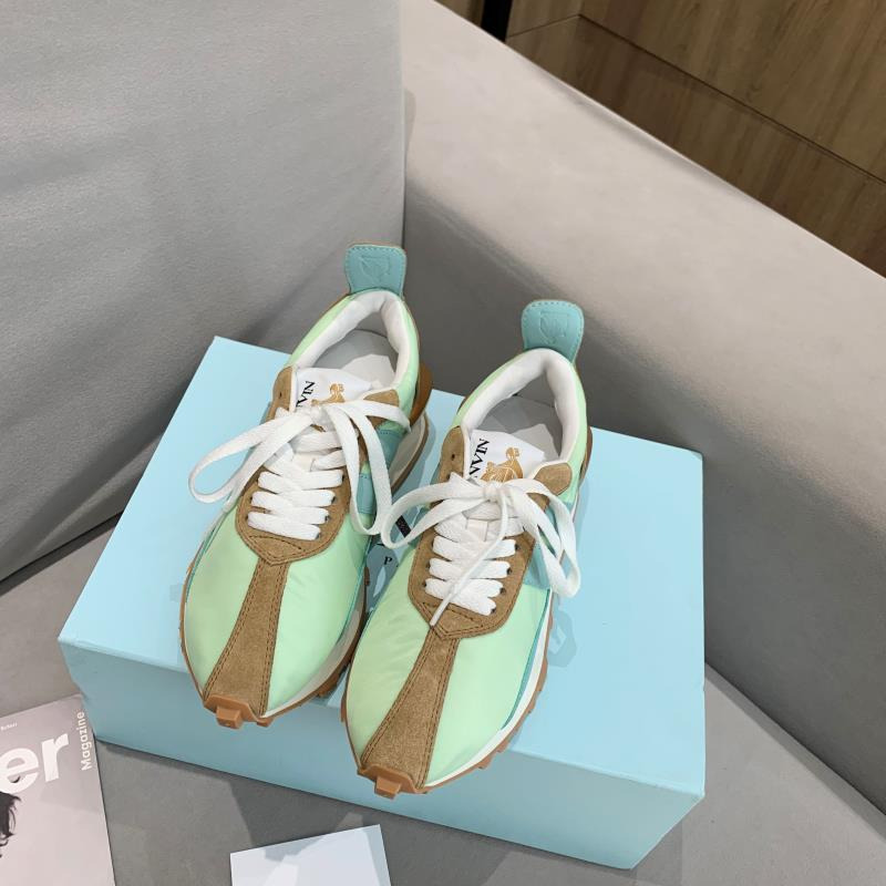 LANVIN Bumper Blue Striped Sneakers on Green