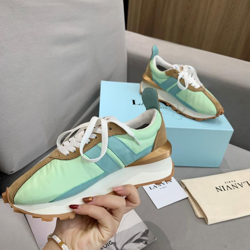 LANVIN Bumper Blue Striped Sneakers on Green