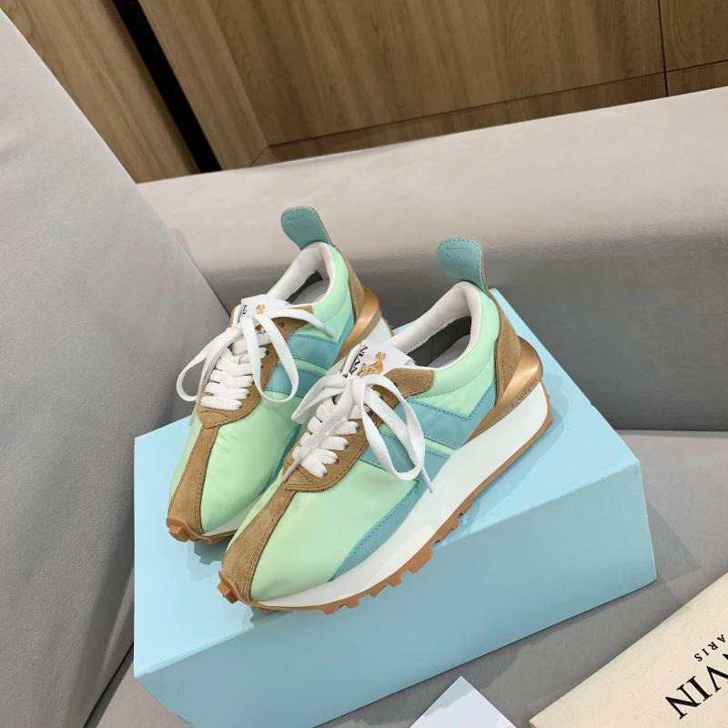 LANVIN Bumper Blue Striped Sneakers on Green