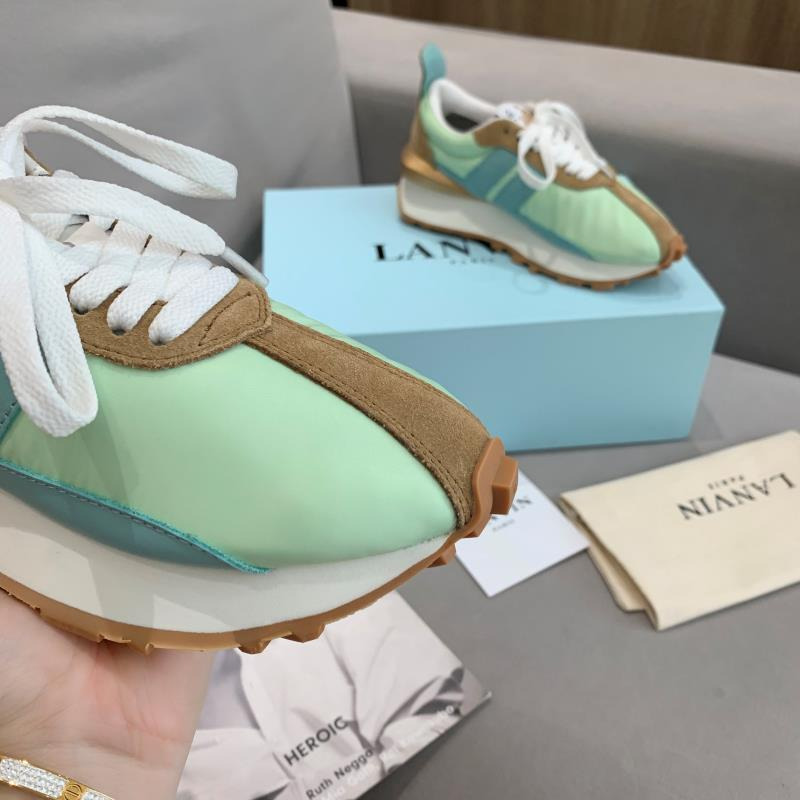 LANVIN Bumper Blue Striped Sneakers on Green