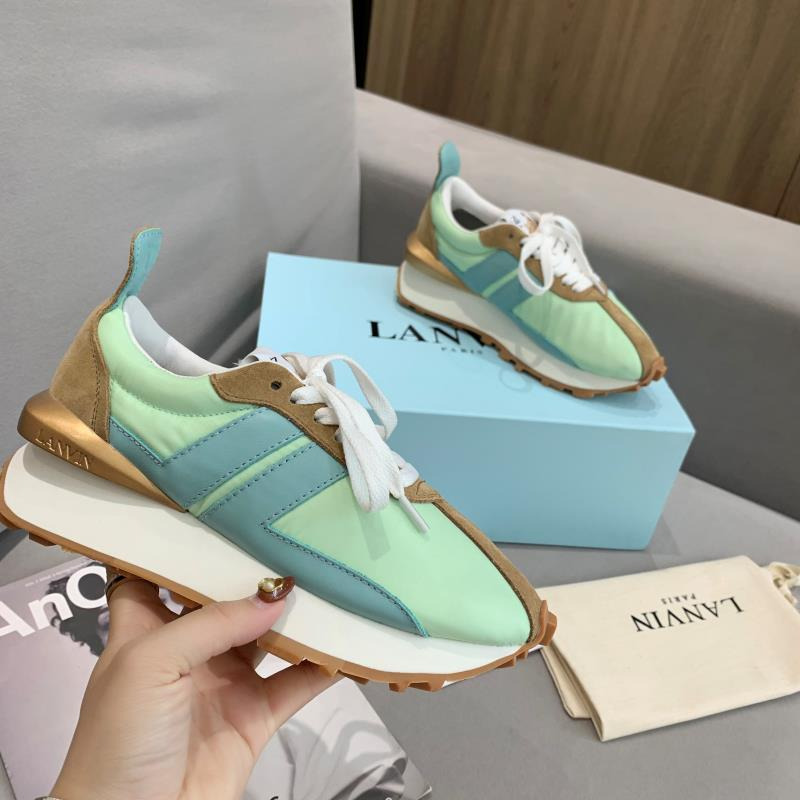 LANVIN Bumper Blue Striped Sneakers on Green