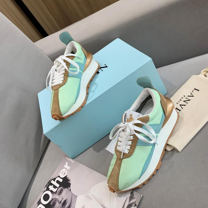 LANVIN Bumper Blue Striped Sneakers on Green