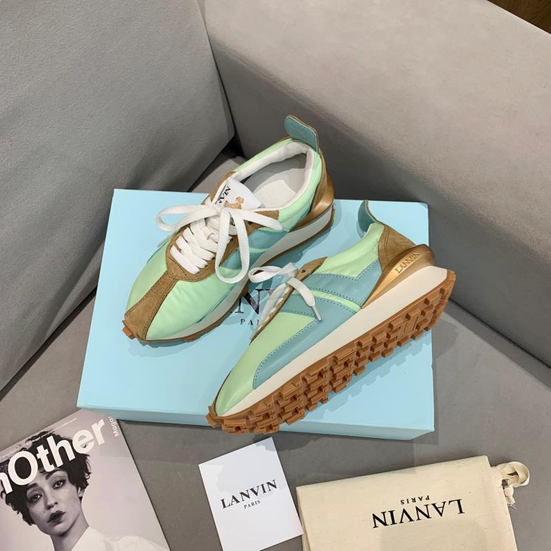 LANVIN Bumper Blue Striped Sneakers on Green