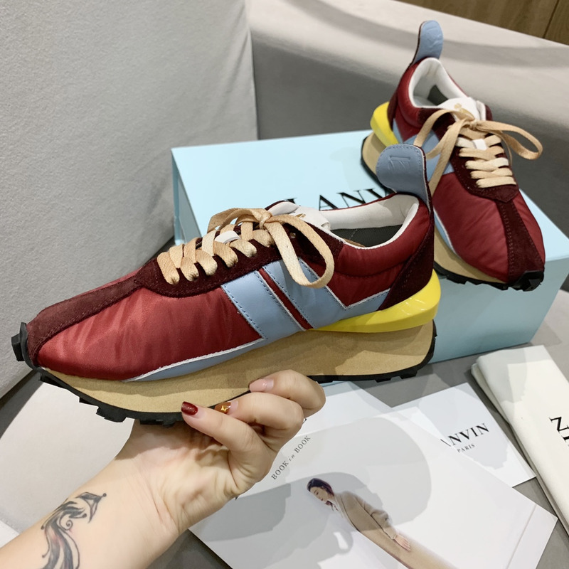 LANVIN Bumper BlueStriped Sneakers on Red