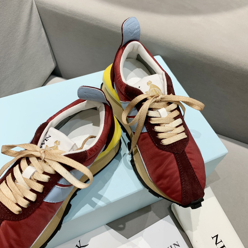 LANVIN Bumper BlueStriped Sneakers on Red