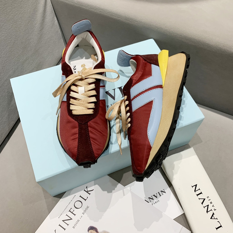 LANVIN Bumper BlueStriped Sneakers on Red