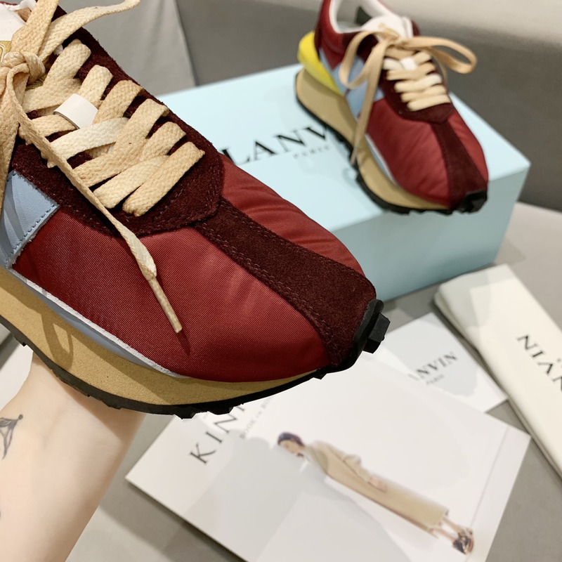 LANVIN Bumper BlueStriped Sneakers on Red