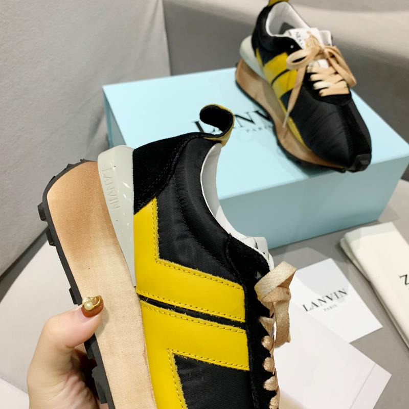 LANVIN Bumper Yellow Striped Sneakers on Black