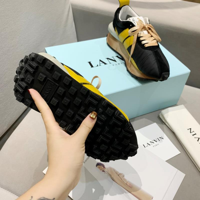 LANVIN Bumper Yellow Striped Sneakers on Black