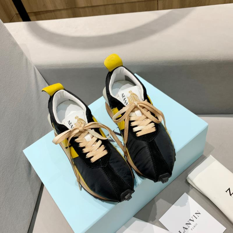 LANVIN Bumper Yellow Striped Sneakers on Black