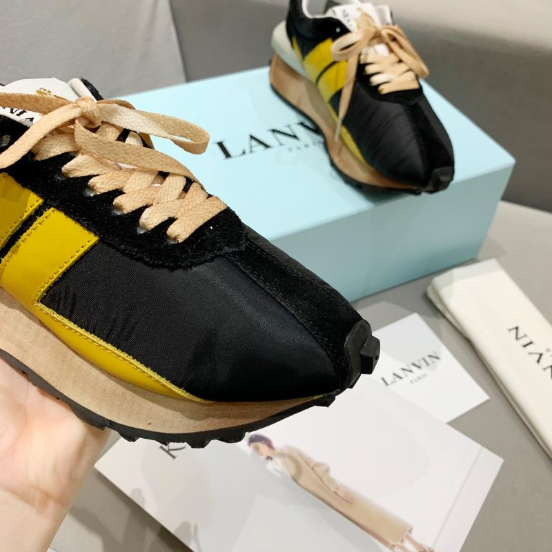 LANVIN Bumper Yellow Striped Sneakers on Black