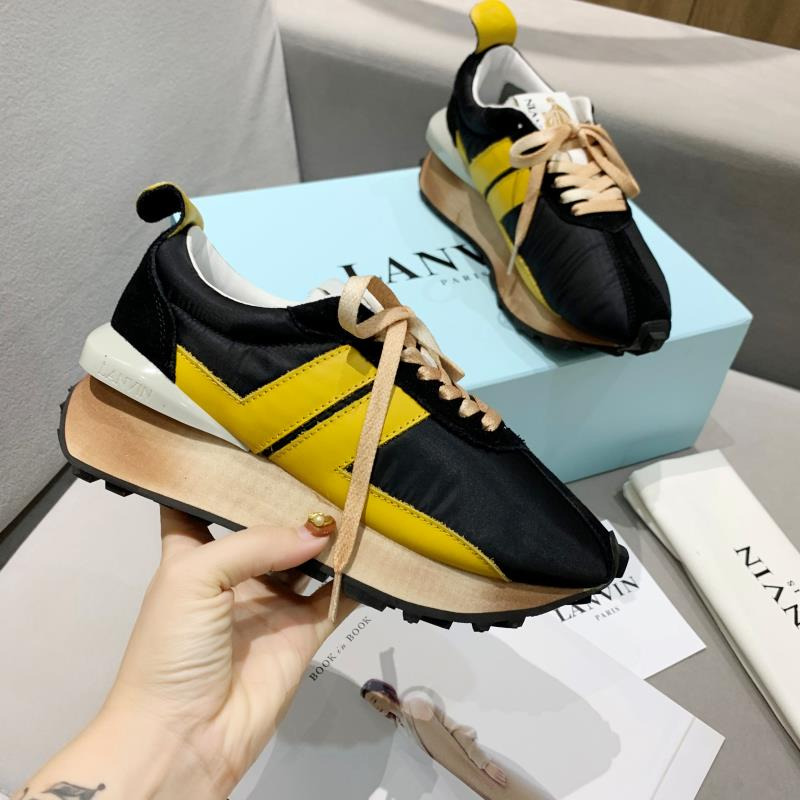 LANVIN Bumper Yellow Striped Sneakers on Black