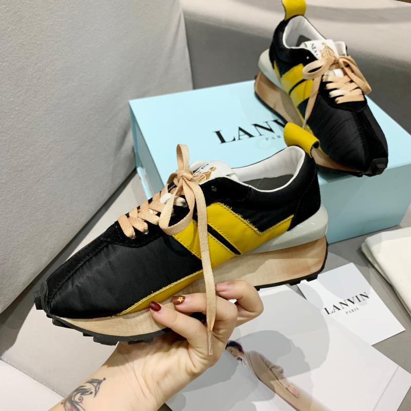 LANVIN Bumper Yellow Striped Sneakers on Black