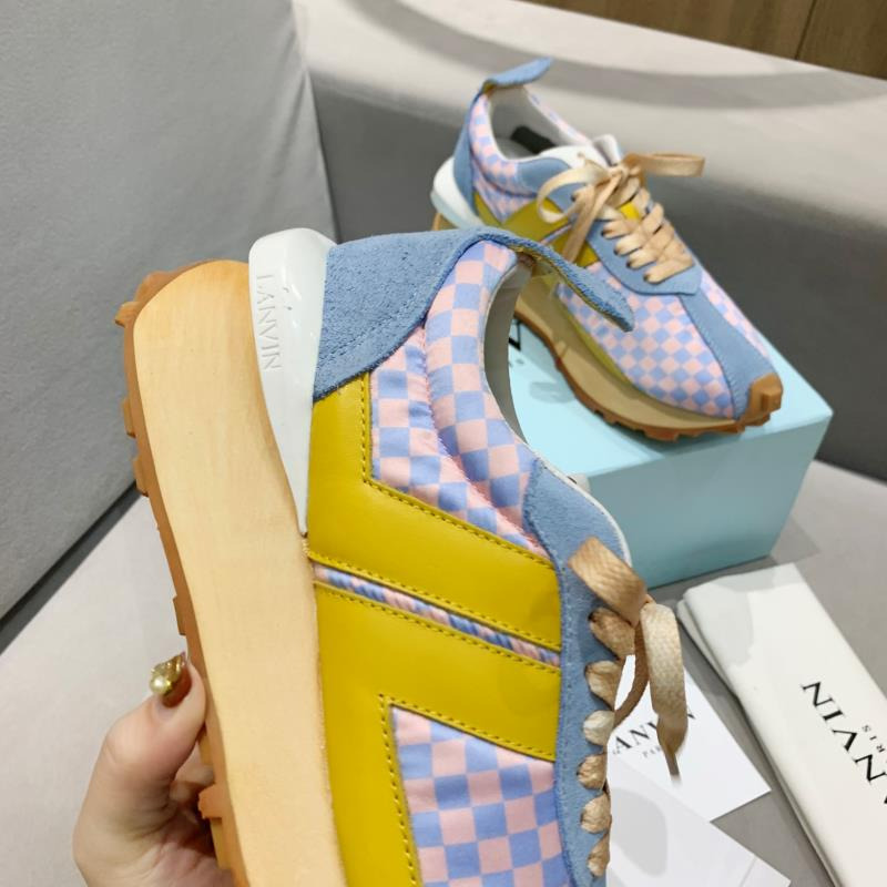 LANVIN BumperPink Blue Plaid Yellow Stripe Sneaker