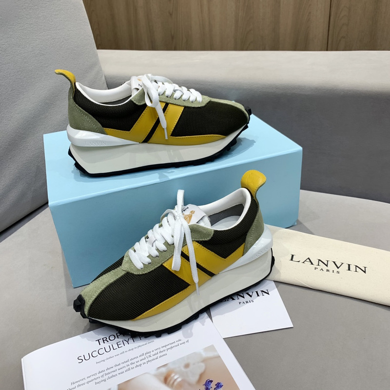 LANVIN Bumper Yellow Striped Sneakers on Black