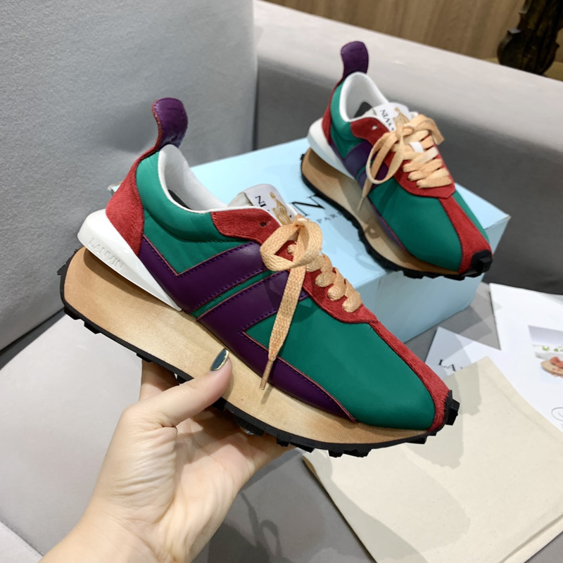 LANVIN BumperPurple Striped Sneakers on Green