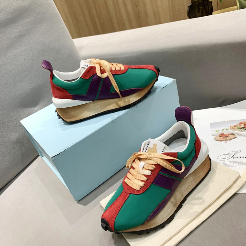 LANVIN BumperPurple Striped Sneakers on Green